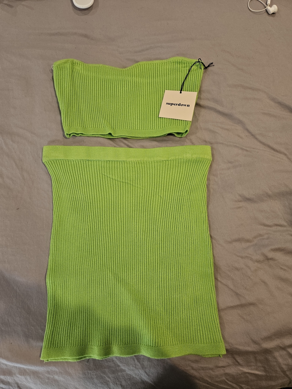 Superdown Neon Green Ribbed Two-Piece Set - Picture 2 of 9